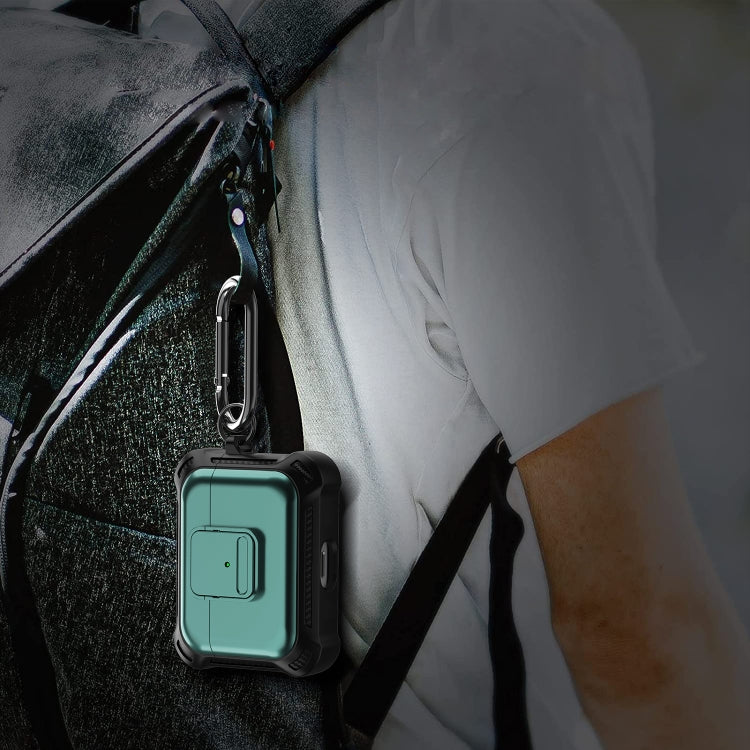 For AirPods Pro TPU + PC Shockproof Earphone Protective Case with Switch(Purple)