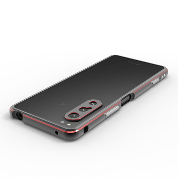 For Sony Xperia 5 ��� Aurora Series Lens Protector + Metal Frame Phone Case(Green+Silver)