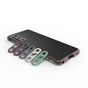 For Sony Xperia 5 ��� Aurora Series Lens Protector + Metal Frame Phone Case(Black+Purple)