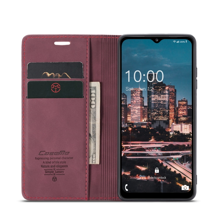 For Samsung Galaxy A14 5G CaseMe 013 Multifunctional Horizontal Flip Leather Phone Case(Wine Red)