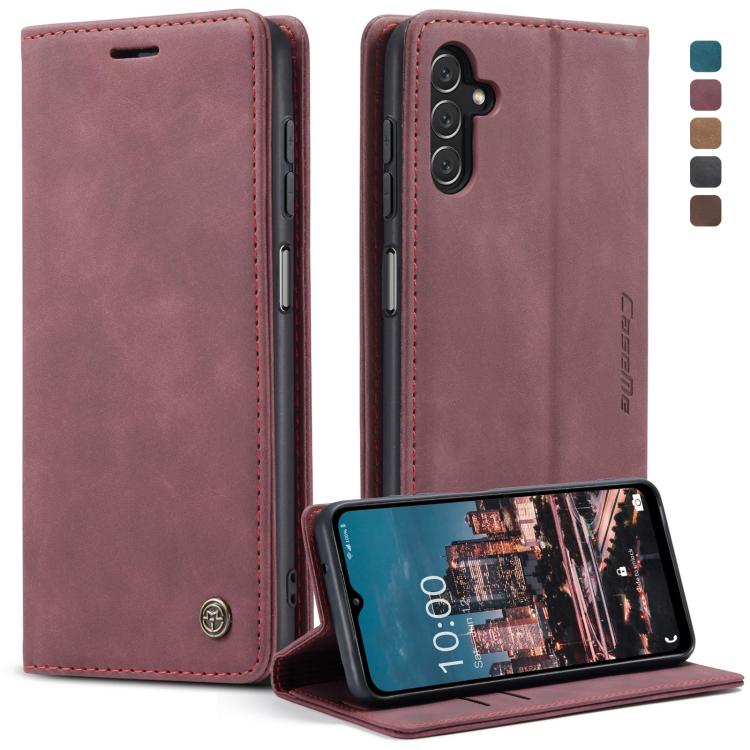 For Samsung Galaxy A14 5G CaseMe 013 Multifunctional Horizontal Flip Leather Phone Case(Wine Red)