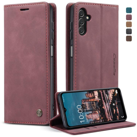 For Samsung Galaxy A14 5G CaseMe 013 Multifunctional Horizontal Flip Leather Phone Case(Wine Red)