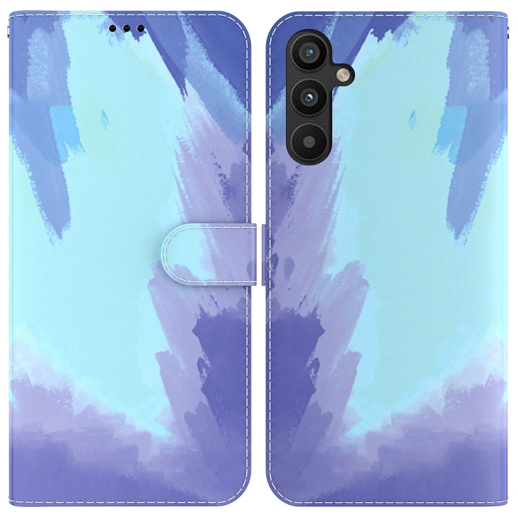 For Samsung Galaxy A34 5G Watercolor Pattern Flip Leather Phone Case(Winter Snow)