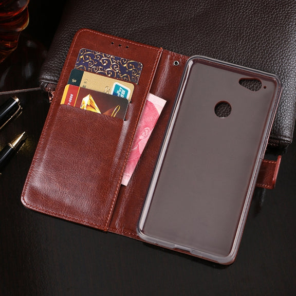 For Blackview R7 idewei Crazy Horse Texture Horizontal Flip Leather Case with Holder & Card Slots & Wallet(White)