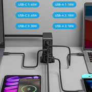 818H 120W Type-C + USB 6-Ports Desktop Fast Charger, Plug Type:US Plug(Black)