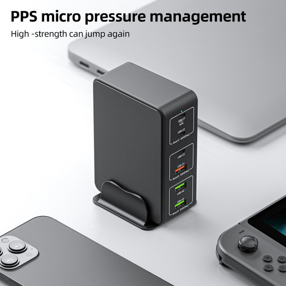818H 120W Type-C + USB 6-Ports Desktop Fast Charger, Plug Type:US Plug(Black)