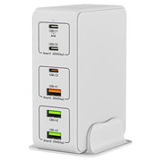 818H 120W Type-C + USB 6-Ports Desktop Fast Charger, Plug Type:EU Plug(White)