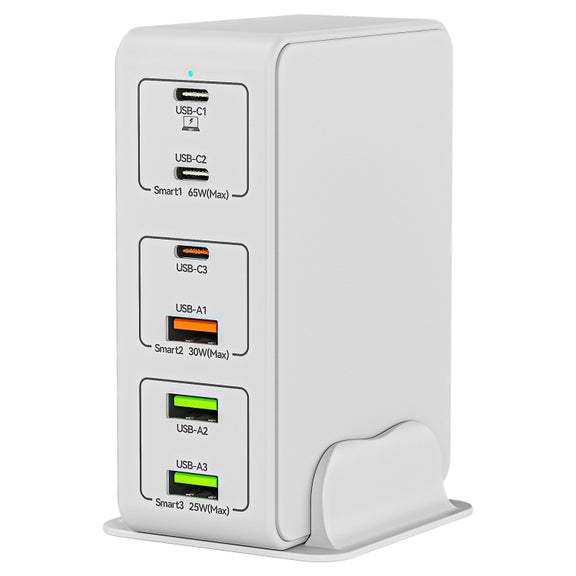 818H 120W Type-C + USB 6-Ports Desktop Fast Charger, Plug Type:EU Plug(White)