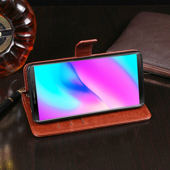 For Cubot J3 idewei Crazy Horse Texture Horizontal Flip Leather Case with Holder & Card Slots & Wallet(Sky Blue)
