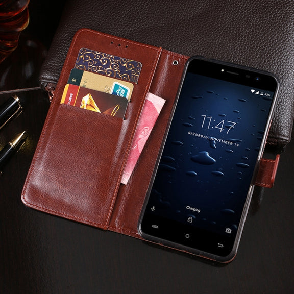 For Cubot Note Plus idewei Crazy Horse Texture Horizontal Flip Leather Case with Holder & Card Slots & Wallet(White)