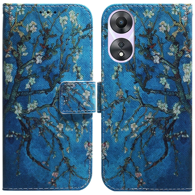 For OPPO A58 Coloured Drawing Flip Leather Phone Case(Apricot)