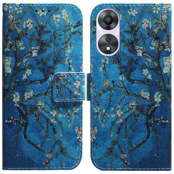 For OPPO A58 Coloured Drawing Flip Leather Phone Case(Apricot)