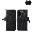 For OnePlus 11 5G Ostrich Pattern Genuine Leather RFID Phone Case(Black) - OnePlus Cases by PMC TechLife | Online Shopping South Africa | PMC TechLife | Buy Now Pay Later Mobicred