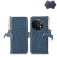 For OnePlus 11 5G Ostrich Pattern Genuine Leather RFID Phone Case(Blue) - OnePlus Cases by PMC TechLife | Online Shopping South Africa | PMC TechLife | Buy Now Pay Later Mobicred