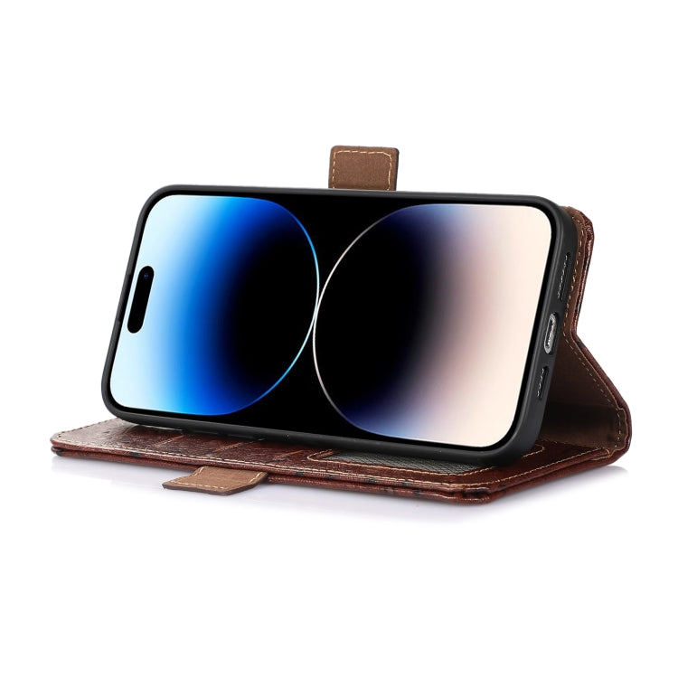 For OnePlus 11 5G Ostrich Pattern Genuine Leather RFID Phone Case(Coffee)