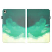For Nokia T21 Watercolor Pattern Flip Leather Tablet Case(Cyan Green)