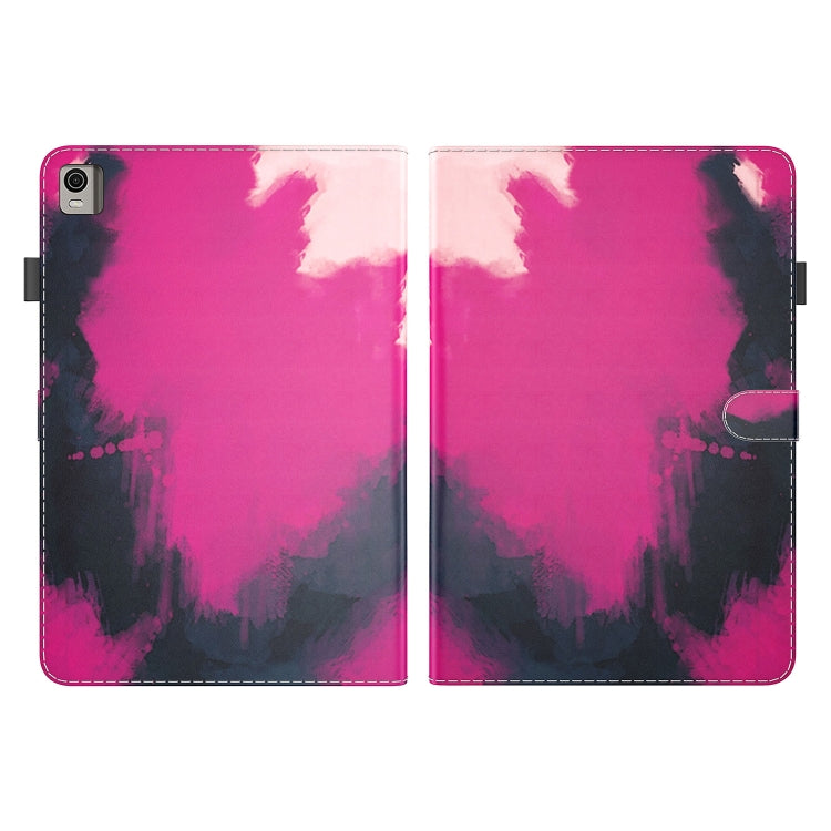 For Nokia T21 Watercolor Pattern Flip Leather Tablet Case(Berry Color)