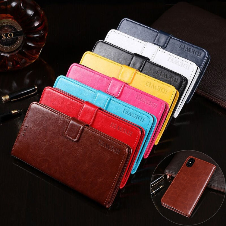 For Doogee X55 idewei  Crazy Horse Texture Horizontal Flip Leather Case with Holder & Card Slots & Wallet(White)