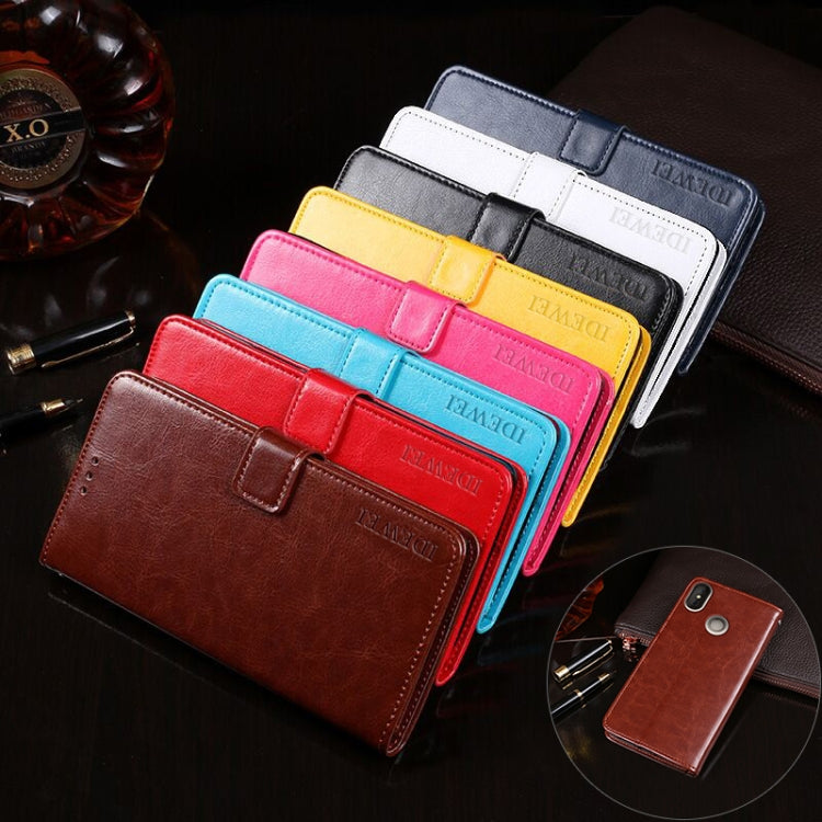 For Doogee X70 idewei  Crazy Horse Texture Horizontal Flip Leather Case with Holder & Card Slots & Wallet(White)