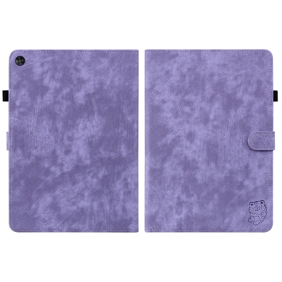 For Huawei MatePad SE Tiger Pattern Flip Leather Tablet Case(Purple)
