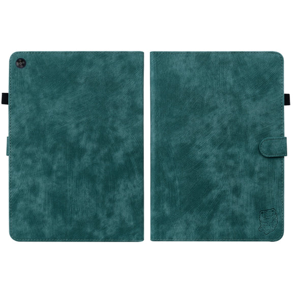 For Huawei MatePad SE Tiger Pattern Flip Leather Tablet Case(Dark Green)
