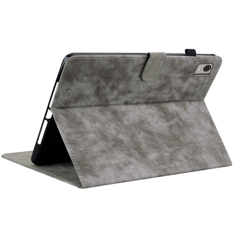 For Nokia T21 Tiger Pattern Flip Leather Tablet Case(Grey)