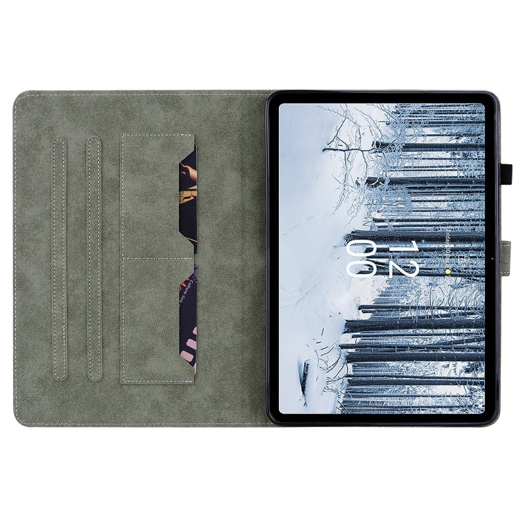 For Nokia T21 Tiger Pattern Flip Leather Tablet Case(Purple)