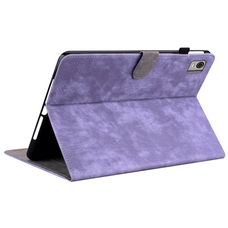For Nokia T21 Tiger Pattern Flip Leather Tablet Case(Purple)