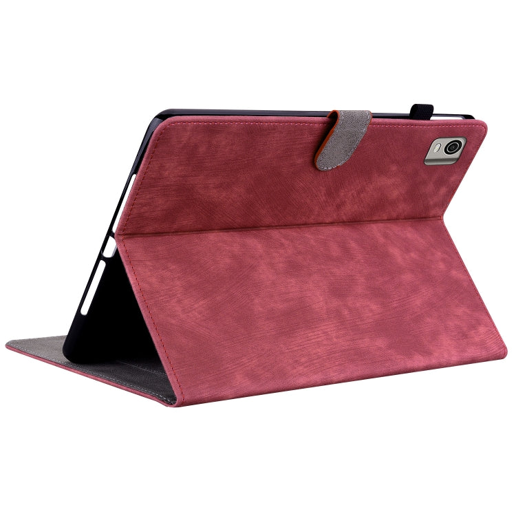 For Nokia T21 Tiger Pattern Flip Leather Tablet Case(Red)