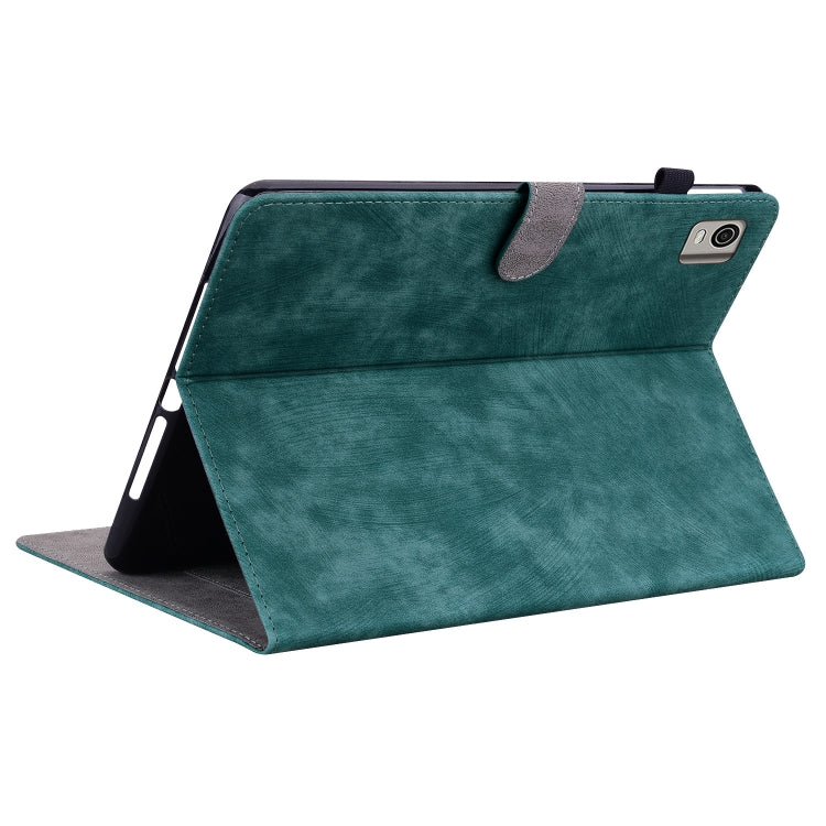 For Nokia T21 Tiger Pattern Flip Leather Tablet Case(Dark Green)