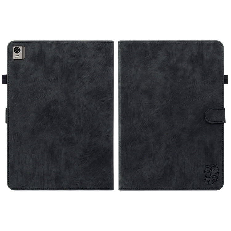 For Nokia T21 Tiger Pattern Flip Leather Tablet Case(Black)