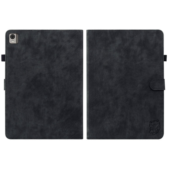 For Nokia T21 Tiger Pattern Flip Leather Tablet Case(Black)