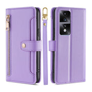 For Honor 80 GT Sheep Texture Cross-body Zipper Wallet Leather Phone Case(Purple)