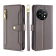 For OnePlus 11 Sheep Texture Cross-body Zipper Wallet Leather Phone Case(Grey) - OnePlus Cases by PMC TechLife | Online Shopping South Africa | PMC TechLife | Buy Now Pay Later Mobicred