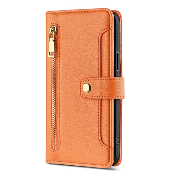For OnePlus 11 Sheep Texture Cross-body Zipper Wallet Leather Phone Case(Orange)