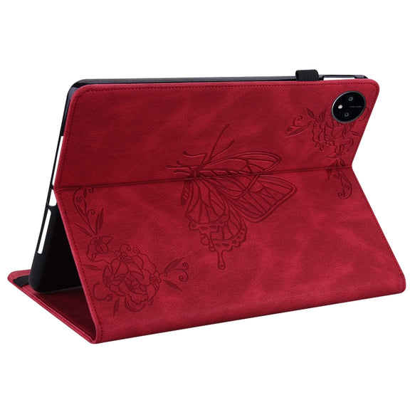 For Huawei MatePad Pro 11 2022 Butterfly Flower Embossed Leather Tablet Case(Red)