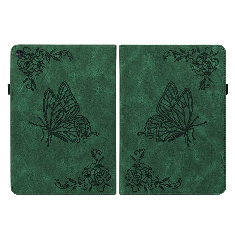 For Huawei MatePad SE Butterfly Flower Embossed Leather Tablet Case(Green)