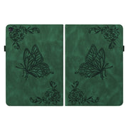 For Huawei MatePad SE Butterfly Flower Embossed Leather Tablet Case(Green)