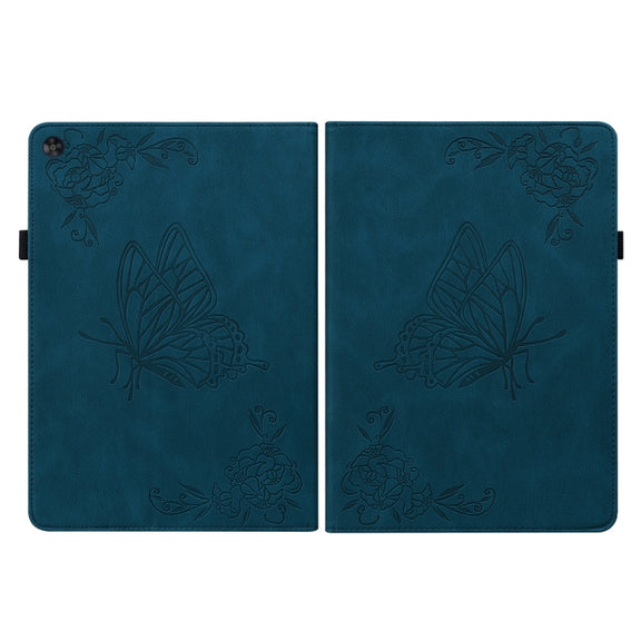 For Huawei MatePad SE Butterfly Flower Embossed Leather Tablet Case(Blue)