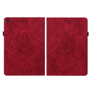 For Huawei MatePad SE Butterfly Flower Embossed Leather Tablet Case(Red)