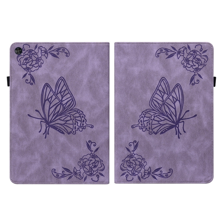 For Huawei MatePad SE Butterfly Flower Embossed Leather Tablet Case(Purple)
