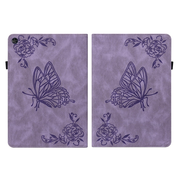 For Huawei MatePad SE Butterfly Flower Embossed Leather Tablet Case(Purple)