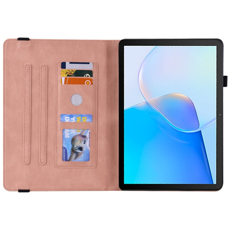 For Huawei MatePad SE Butterfly Flower Embossed Leather Tablet Case(Rose Gold)