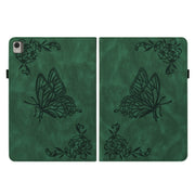 For Nokia T21 Butterfly Flower Embossed Leather Tablet Case(Green)