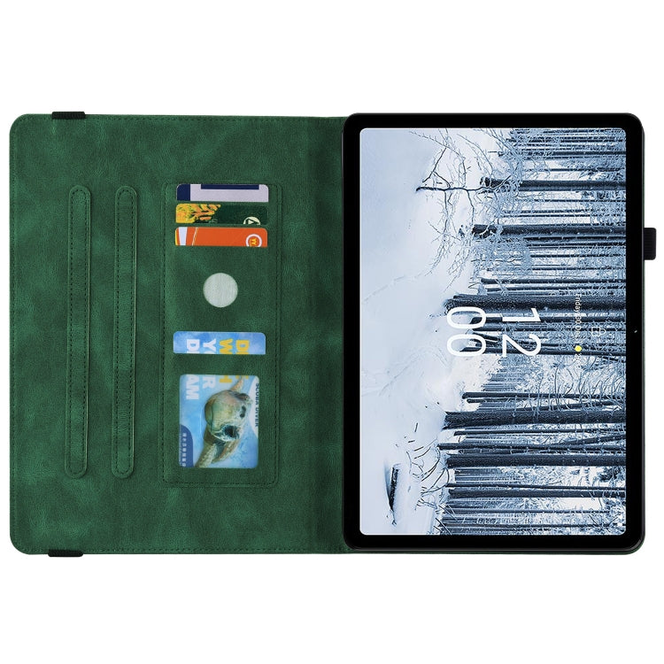 For Nokia T21 Butterfly Flower Embossed Leather Tablet Case(Green)