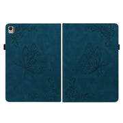 For Nokia T21 Butterfly Flower Embossed Leather Tablet Case(Blue)