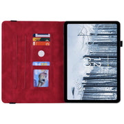 For Nokia T21 Butterfly Flower Embossed Leather Tablet Case(Red)