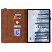 For Nokia T21 Butterfly Flower Embossed Leather Tablet Case(Brown)