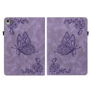 For Nokia T21 Butterfly Flower Embossed Leather Tablet Case(Purple)