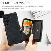 For Samsung Galaxy S24 Ultra 5G JEEHOOD Magnetic Zipper Horizontal Flip Leather Phone Case(Black)